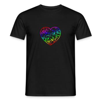 Arc-en-ciel coeur de musique chemise pour le chant et les sons S - T-shirt homme - noir - Devant - AI Model Male 178 light (178cm)