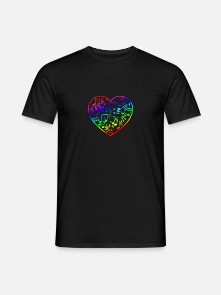 Regenbogen Herz Musik Hemd für Gesang und Klänge S - Männer T-Shirt - Schwarz