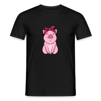 Cadeau ferme agricole · cochon rose - T-shirt homme - noir - Devant - AI Model Male 178 light (178cm)