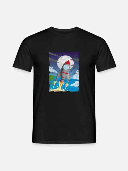 Rakete Rocket Weltraum Astronaut Geschenk - Männer T-Shirt - Schwarz
