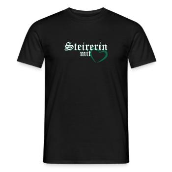 Steirerin avec cœur - T-shirt homme - noir - Devant - AI Model Male 178 light (178cm)