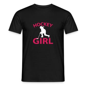 Hockey Mädchen Girl Puck Feldhockey Eis - Männer T-Shirt - Schwarz - Vorne - AI Model Male 178 light (178cm)