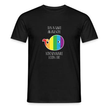LGBT - Gay - Gay Pride - Gift - Whale - Men's T-Shirt - black - Front - AI Model Male 178 light (178cm)