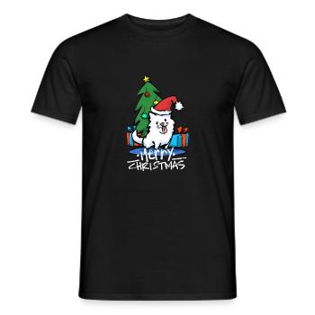 Merry Dogmass Samoyed Dog Christmas Gift T-Shirt - Men's T-Shirt - black - Front - AI Model Male 178 light (178cm)