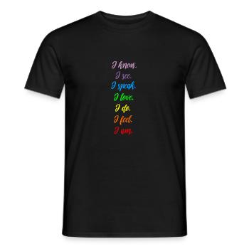 Chakra Mantra Zen Meditation T-Shirt I practice yoga - Men's T-Shirt - black - Front - AI Model Male 178 light (178cm)