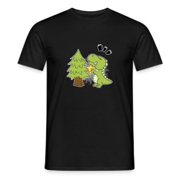 Arbre de Noël Bébé T-Rex cadeau de dinosaure - T-shirt homme - noir - Devant - AI Model Male 178 light (178cm)