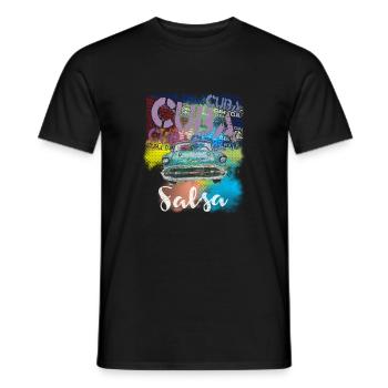 Salsa Cuba Havana T-shirt til salsa timba dansere - Mænd T-shirt - sort - Foran - AI Model Male 178 light (178cm)