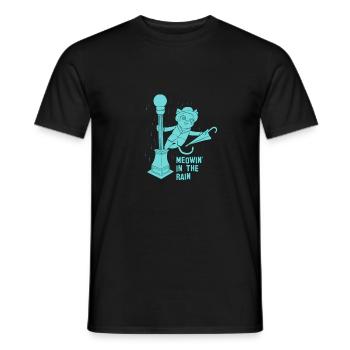 Meowin 'in the rain - Men's T-Shirt - black - Front - AI Model Male 178 light (178cm)