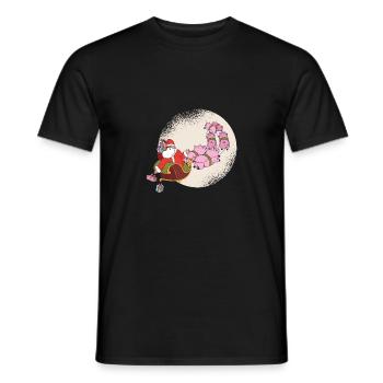Santa and Pigs - Weihnachtsmann mit Schweinen - Männer T-Shirt - Schwarz - Vorne - AI Model Male 178 light (178cm)