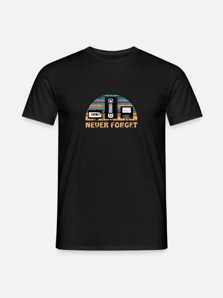 Never Forget Retro Diskette Videokassette Geschenk - Männer T-Shirt - Schwarz