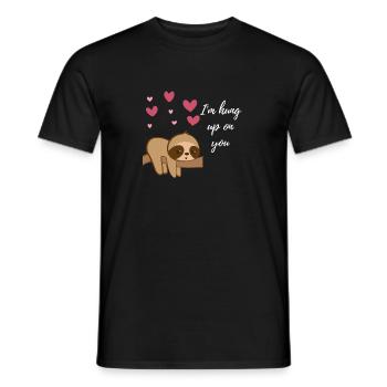 Sloth sloths - hearts - valentines day - branch - Men's T-Shirt - black - Front - AI Model Male 178 light (178cm)