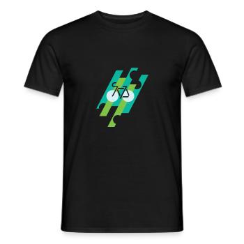 Bicycle Road Bike Logo Green Stripes - Men's T-Shirt - black - Front - AI Model Male 178 light (178cm)