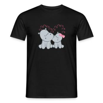 Hippopotame - Hippopotame - Hippopotame - Couple - Coeur - T-shirt homme - noir - Devant - AI Model Male 178 light (178cm)