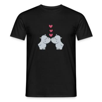 Hippopotame - Hippopotame - Hippopotame - Couple - Coeur - T-shirt homme - noir - Devant - AI Model Male 178 light (178cm)