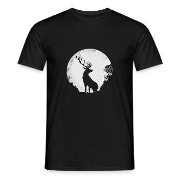 Cerf lune nuit forêt paix calme - T-shirt homme - noir - Devant - AI Model Male 178 light (178cm)