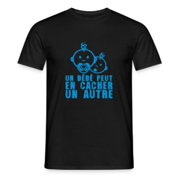 un bebe peut en cacher un autre jumeaux - T-shirt homme - noir - Devant - AI Model Male 178 light (178cm)