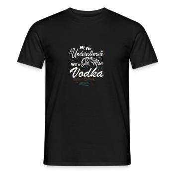 Never underestimate the old man with vodka tshirt - Men's T-Shirt - black - Front - AI Model Male 178 light (178cm)