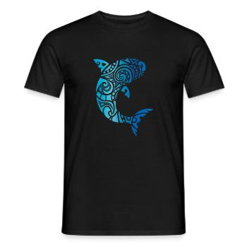 Tribal shark Hawaii vacation beach gift tattoo - Men's T-Shirt - black - Front - AI Model Male 178 light (178cm)