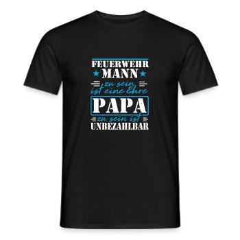 Feuerwehrmann Papa Geschenk werdender Vater - Männer T-Shirt - Schwarz - Vorne - AI Model Male 178 light (178cm)