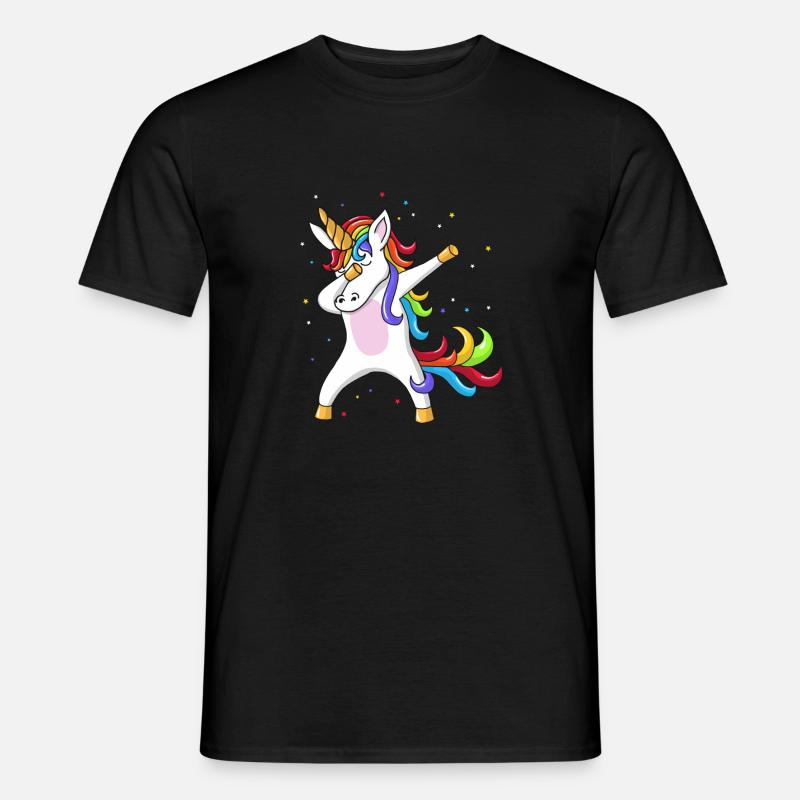 Dabbing Unicorn Glitzer - Männer T-Shirt - Schwarz