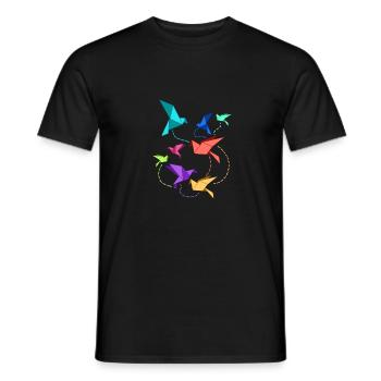 Origami paper crane folding art folding birds - Men's T-Shirt - black - Front - AI Model Male 178 light (178cm)