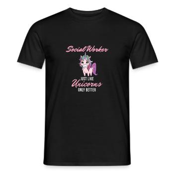 Social Worker Unicorn Girl Graduation School - Männer T-Shirt - Schwarz - Vorne - AI Model Male 178 light (178cm)