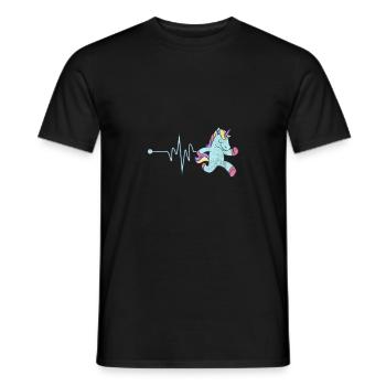 Unicorn Jogging Heartbeat Sport kawaii - Men's T-Shirt - black - Front - AI Model Male 178 light (178cm)