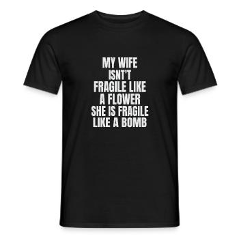 Mon femme fleur bombe sort drôle de cadeau blague - T-shirt homme - noir - Devant - AI Model Male 178 light (178cm)