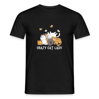 Crazy Cats Lady Woman Crazy Cat - Men's T-Shirt - black - Front - AI Model Male 178 light (178cm)