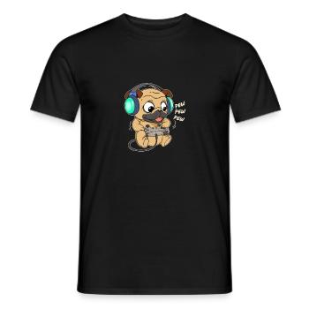 Carlin Gamer Gaming Dog Puppy - T-shirt homme - noir - Devant - AI Model Male 178 light (178cm)