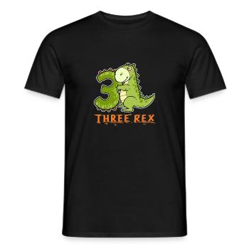 T-Rex 3rd Birthday 3 years Birthday Party Dino - Men's T-Shirt - black - Front - AI Model Male 178 light (178cm)
