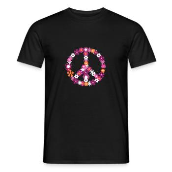 Flower power peace sign peace hippie - Men's T-Shirt - black - Front - AI Model Male 178 light (178cm)
