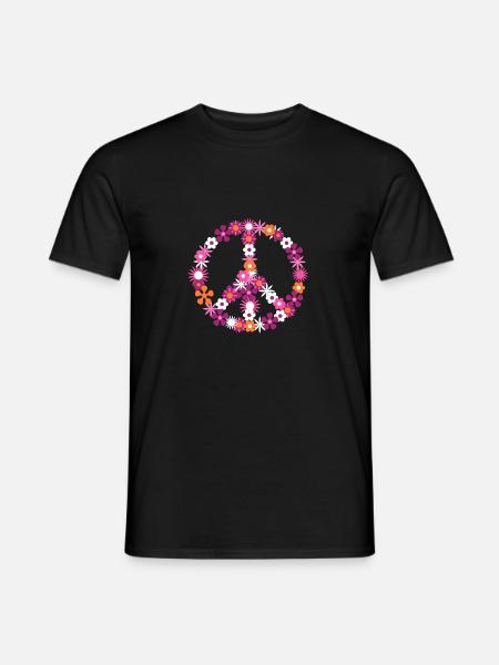 Flower power Friedenszeichen Frieden Hippie - Männer T-Shirt - Schwarz