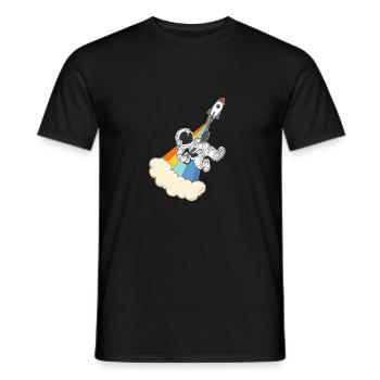 Astronaut rock n roll space rocket guitar - Men's T-Shirt - black - Front - AI Model Male 178 light (178cm)