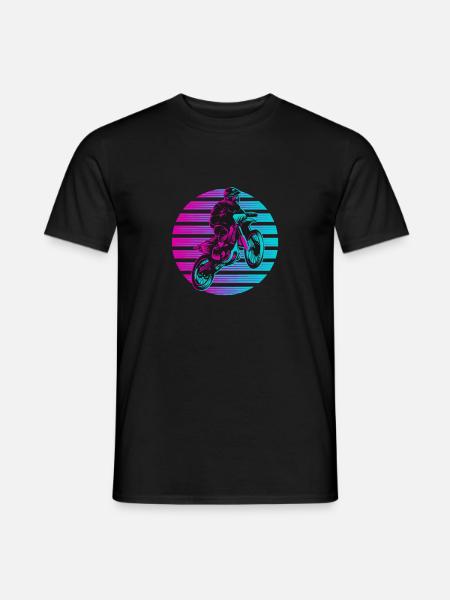 Motocross Dirt Bike Racing Biker Motocicleta Retro - Camiseta hombre - negro