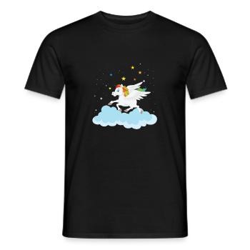 Pegasus Pferd Pony über den Wolken mit Sternen - T-shirt homme - noir - Devant - AI Model Male 178 light (178cm)