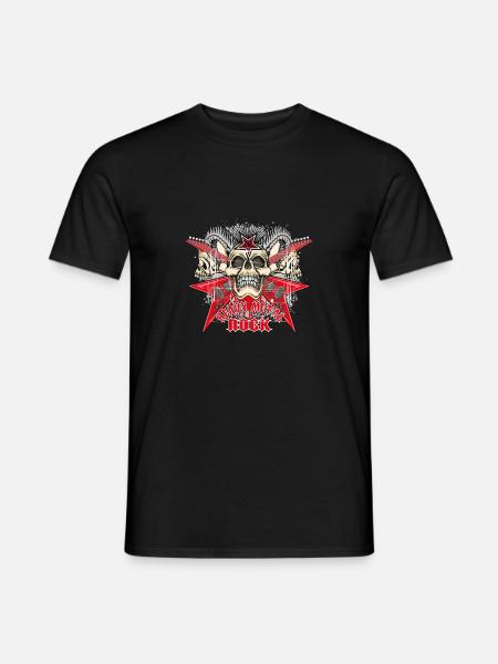 Heavy Metal Totenkopf Hörner Death Metal Geschenk - Männer T-Shirt - Schwarz