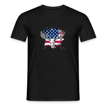 Chasse au cerf cadeau drapeau américain chasseur - T-shirt homme - noir - Devant - AI Model Male 178 light (178cm)