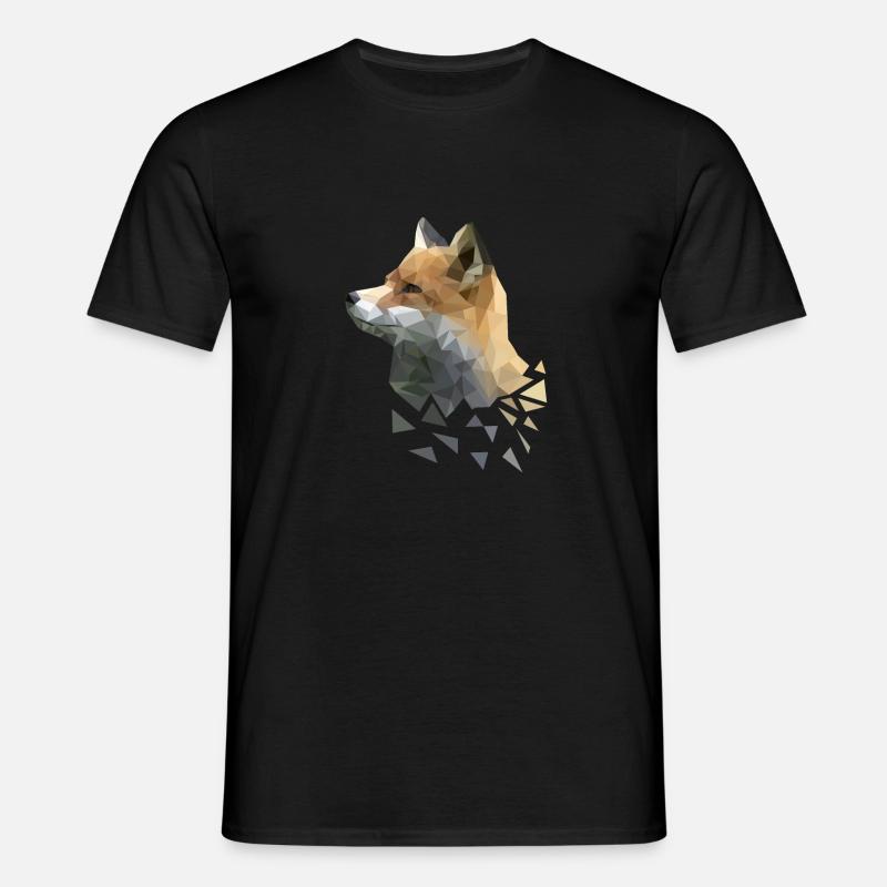 low poly fox fox - Men's T-Shirt - black