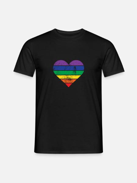 Heart rainbow - Men's T-Shirt - black