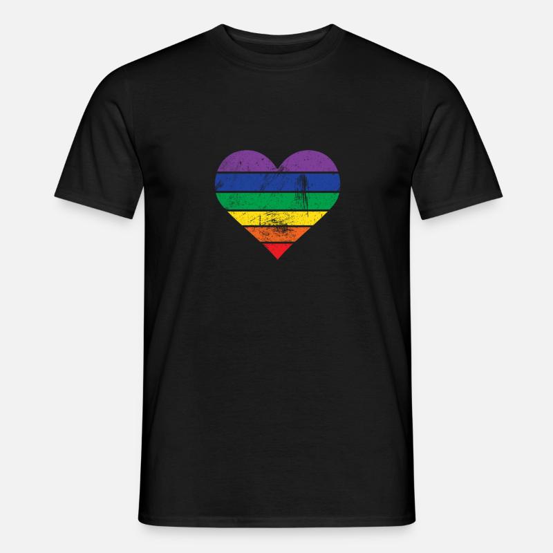 Herz Regenbogen - Männer T-Shirt - Schwarz