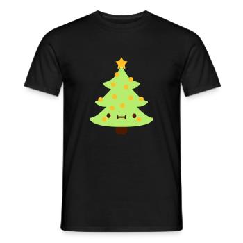 Christmas tree with face - Men's T-Shirt - black - Front - AI Model Male 178 light (178cm)
