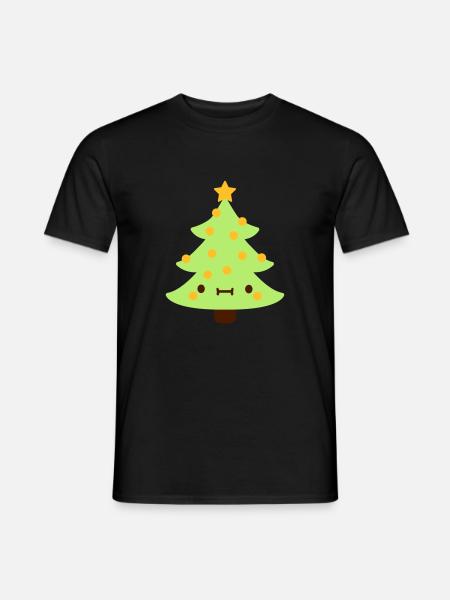 Arbre de Noël avec visage - T-shirt homme - noir