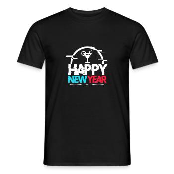 Cheerful Happy New Year Illustration - T-shirt homme - noir - Devant - AI Model Male 178 light (178cm)
