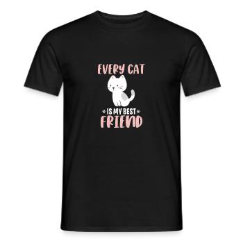 Katze bester Freund - Männer T-Shirt - Schwarz - Vorne - AI Model Male 178 light (178cm)