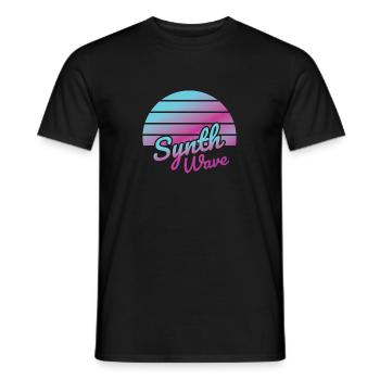 synth wave music lover - Men's T-Shirt - black - Front - AI Model Male 178 light (178cm)