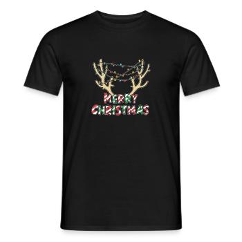 Funny Christmas Fairy Lights Gift Merry C - Men's T-Shirt - black - Front - AI Model Male 178 light (178cm)