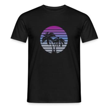 80s miami style beach palms - Men's T-Shirt - black - Front - AI Model Male 178 light (178cm)