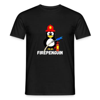Fire Brigade Penguin Funny Firefighter Water Vo - Men's T-Shirt - black - Front - AI Model Male 178 light (178cm)