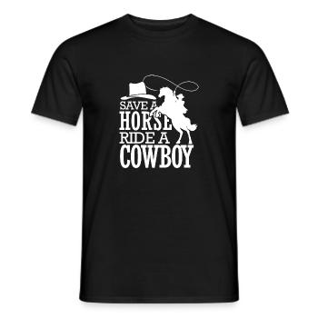 Save A Horse Ride a Cow Boy - Men's T-Shirt - black - Front - AI Model Male 178 light (178cm)